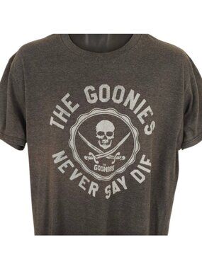 The Goonies T Shirt Mens Size Medium Gray Never Say Die Movie Tee Relaxed Fit